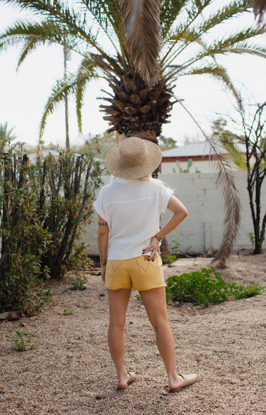 mustard yellow shorts